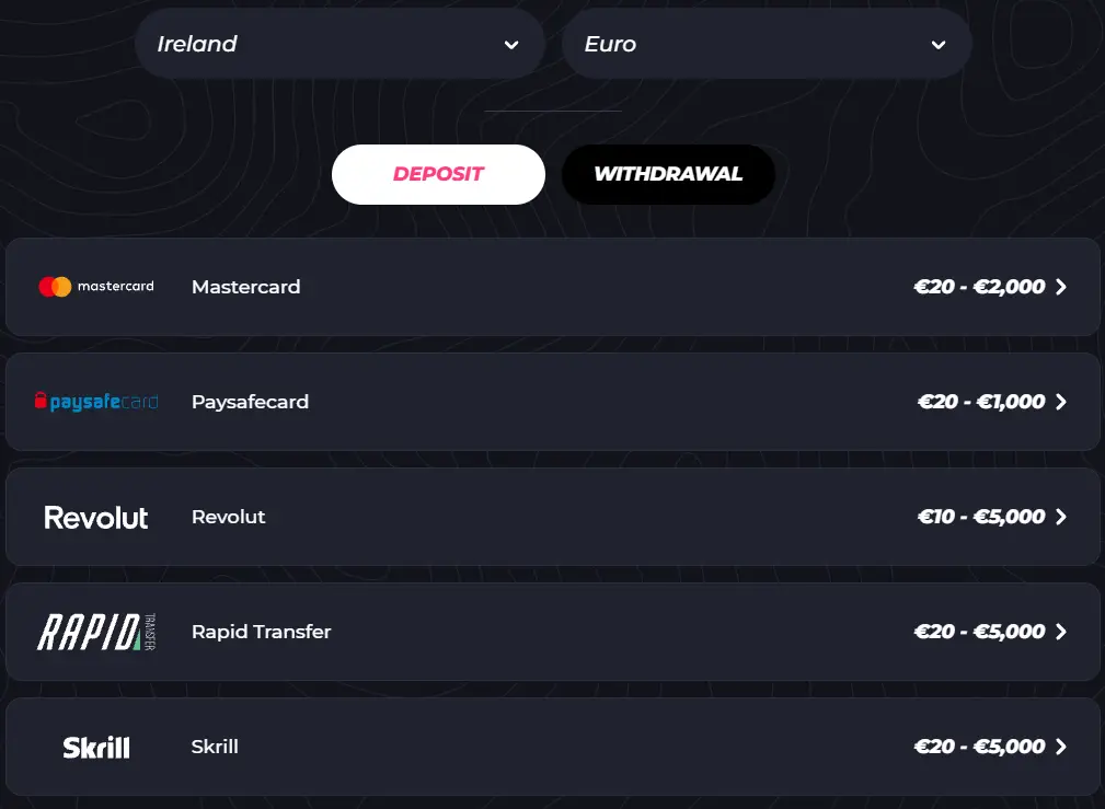 Payment options for IE players, part 1